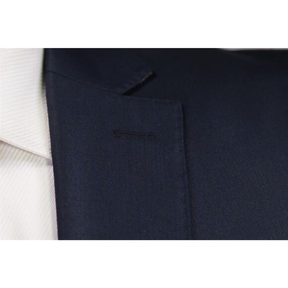 Zara Men's Navy Blue Sharkskin Shiny 2-Btn Slim Fit Suit 38R - Picture 5 of 10